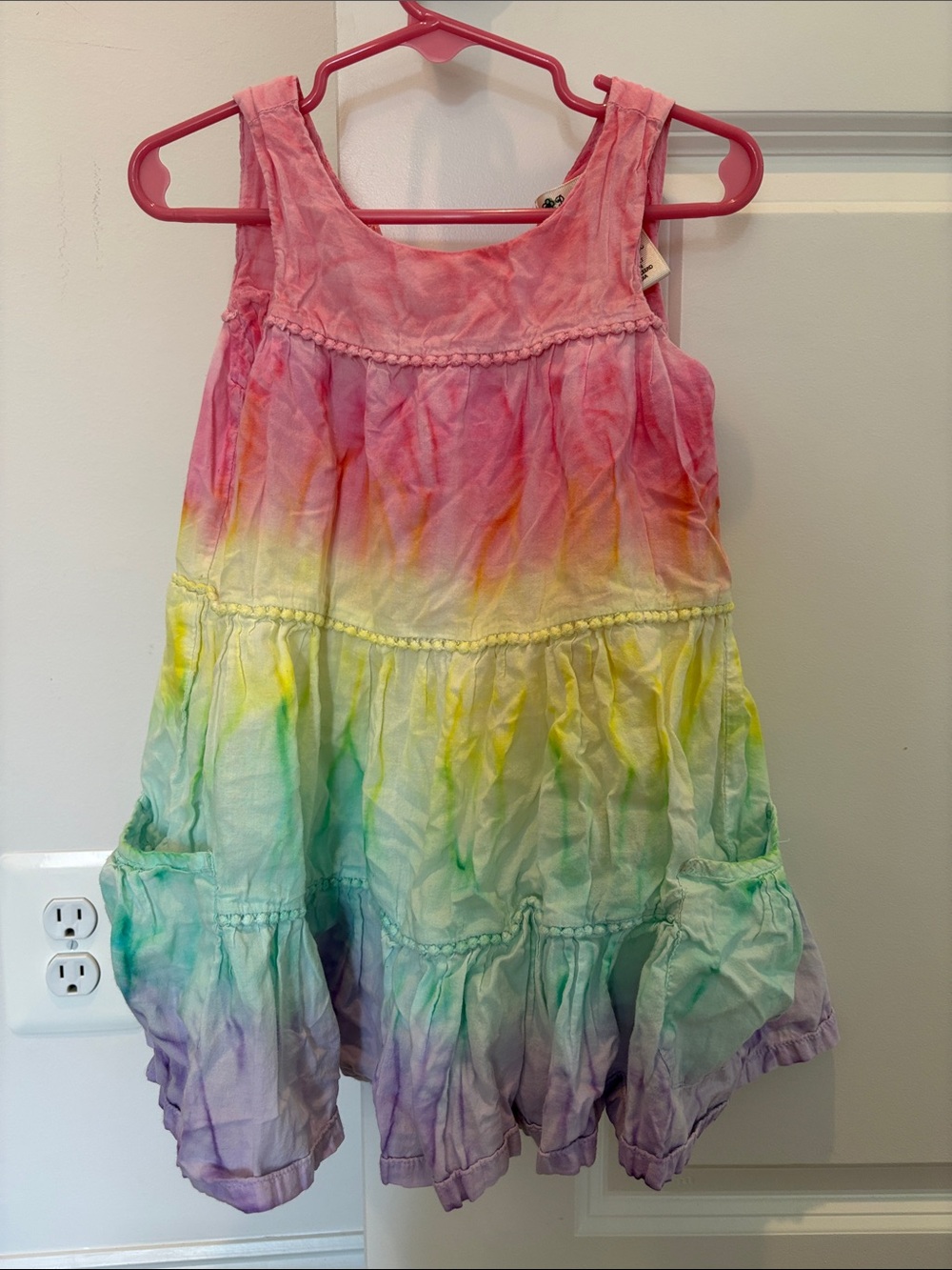 ✨Girls Tie-Dye Tiered Tank Dress - Pink Multi